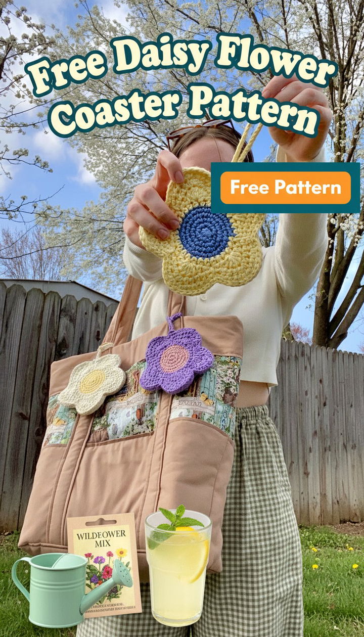 Blooming Bright The Beginner Friendly Daisy Flower Coaster Free Pattern