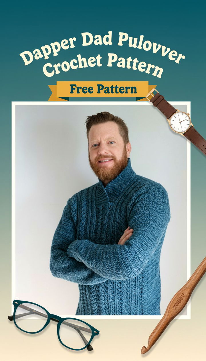 Classic Dapper Dad Pullover Crochet Pattern for Men