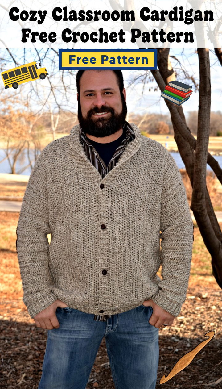 Cozy Classroom Size 810 Cardigan Free Crochet Pattern