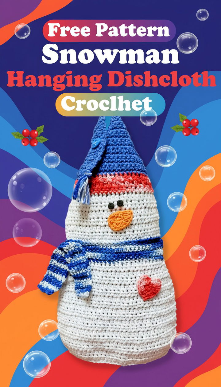 Functional Festive Decor Free Pattern Snowman Hanging Dishcloth