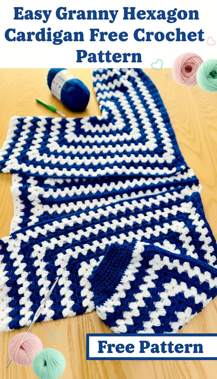 Simple and Stylish Easy Granny Hexagon Cardigan Crochet Pattern