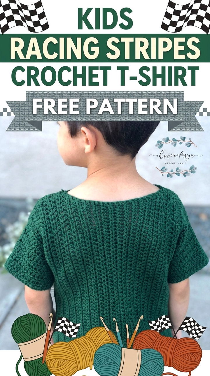 Trendy Kids Racing Stripes Crochet T Shirt Pattern