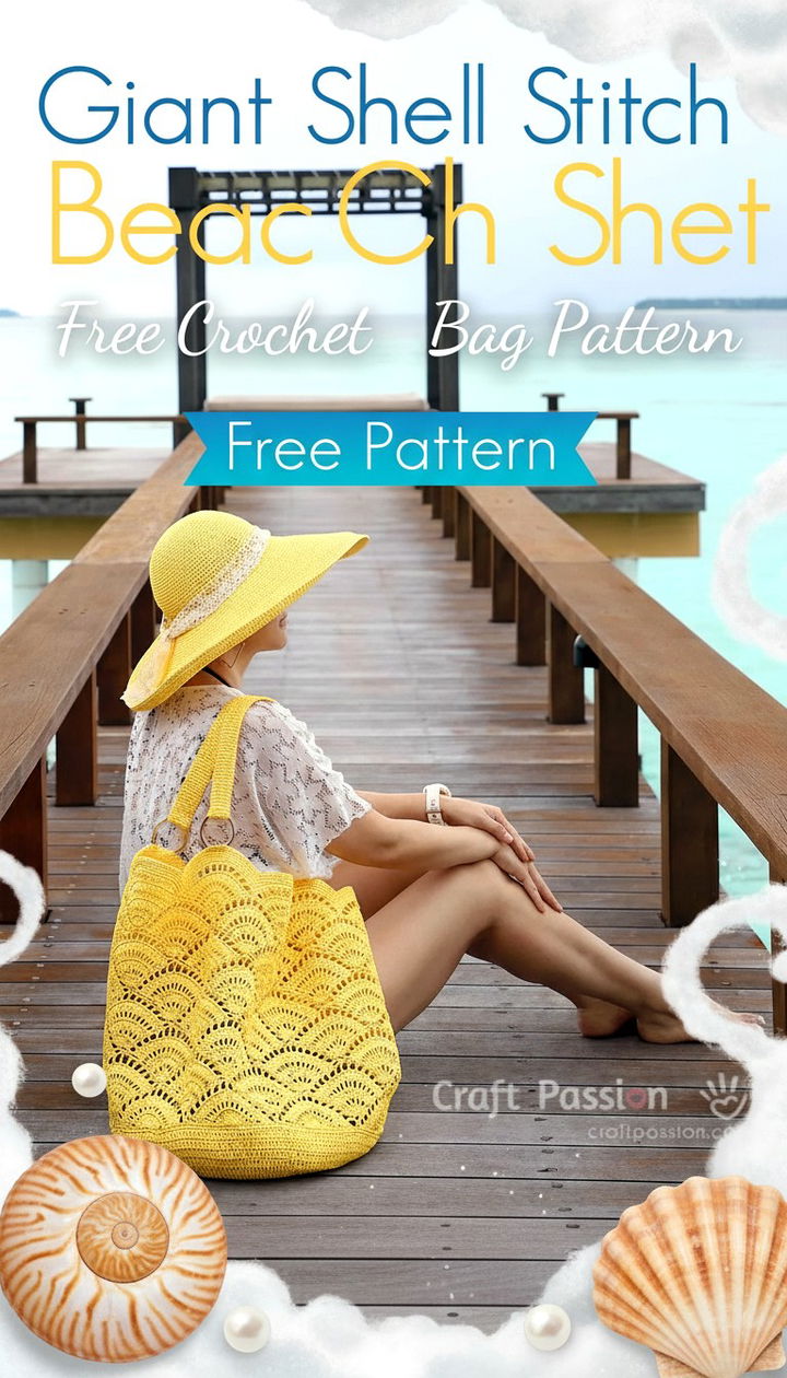 Coastal Elegance Free Crochet Beach Bag With Giant Shell Stitch