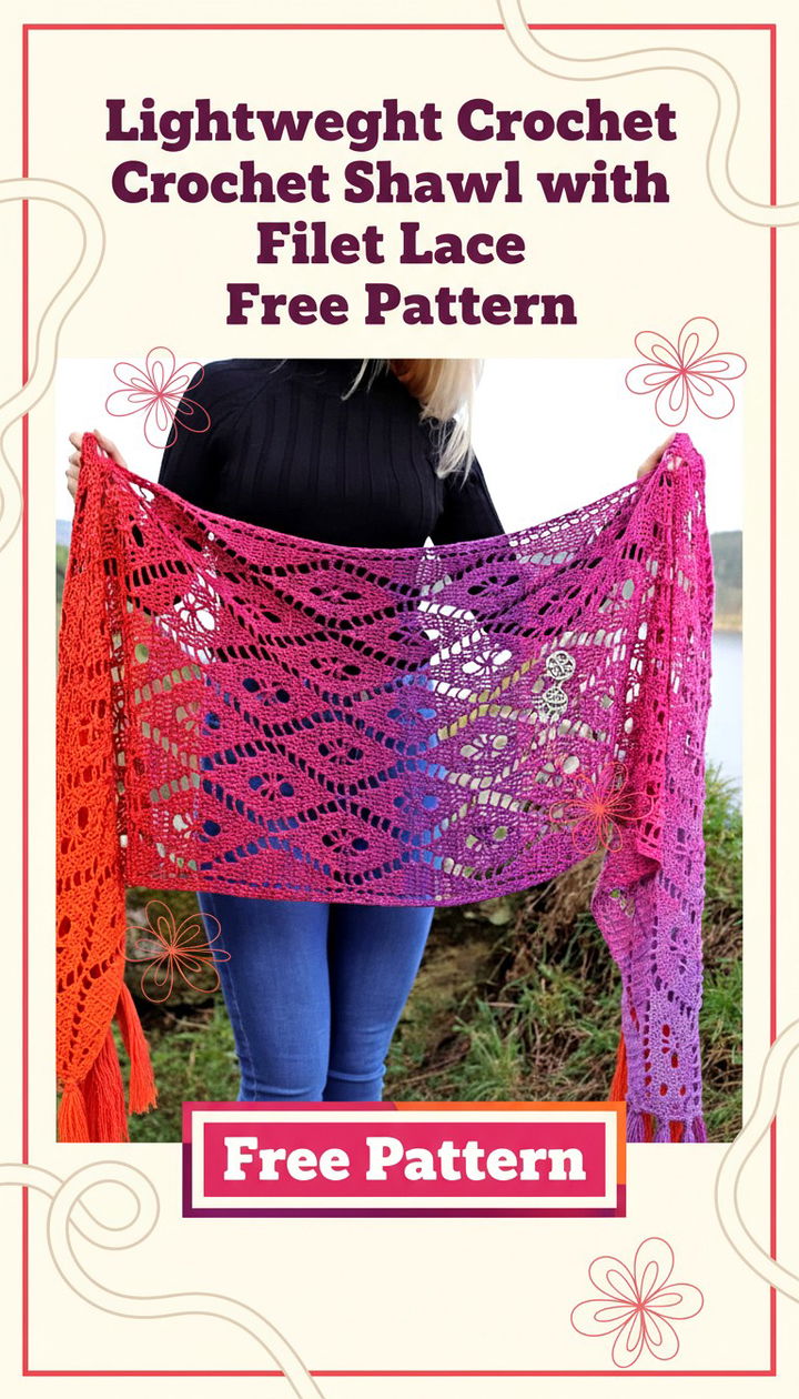 Crafting a Graceful Lightweight Crochet Shawl with Filet Lace