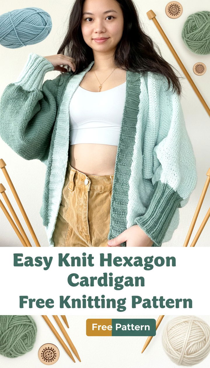 Effortless Easy Knit Hexagon Cardigan Pattern for Beginners