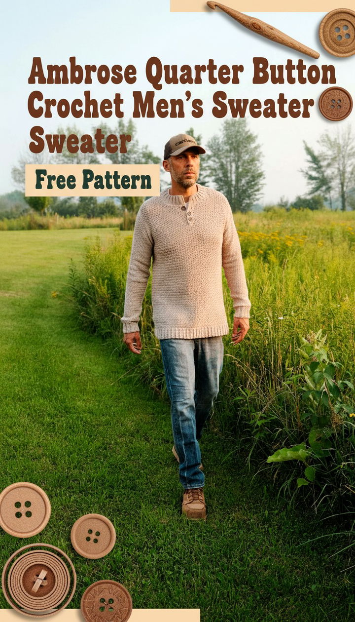 Elegant Ambrose Quarter Button Crochet Men’s Sweater