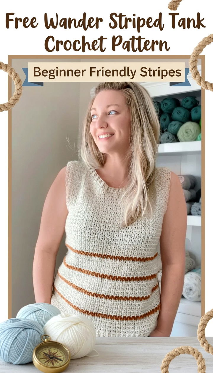 Coastal Vibes The Wander Striped Crochet Tank Top Free Pattern
