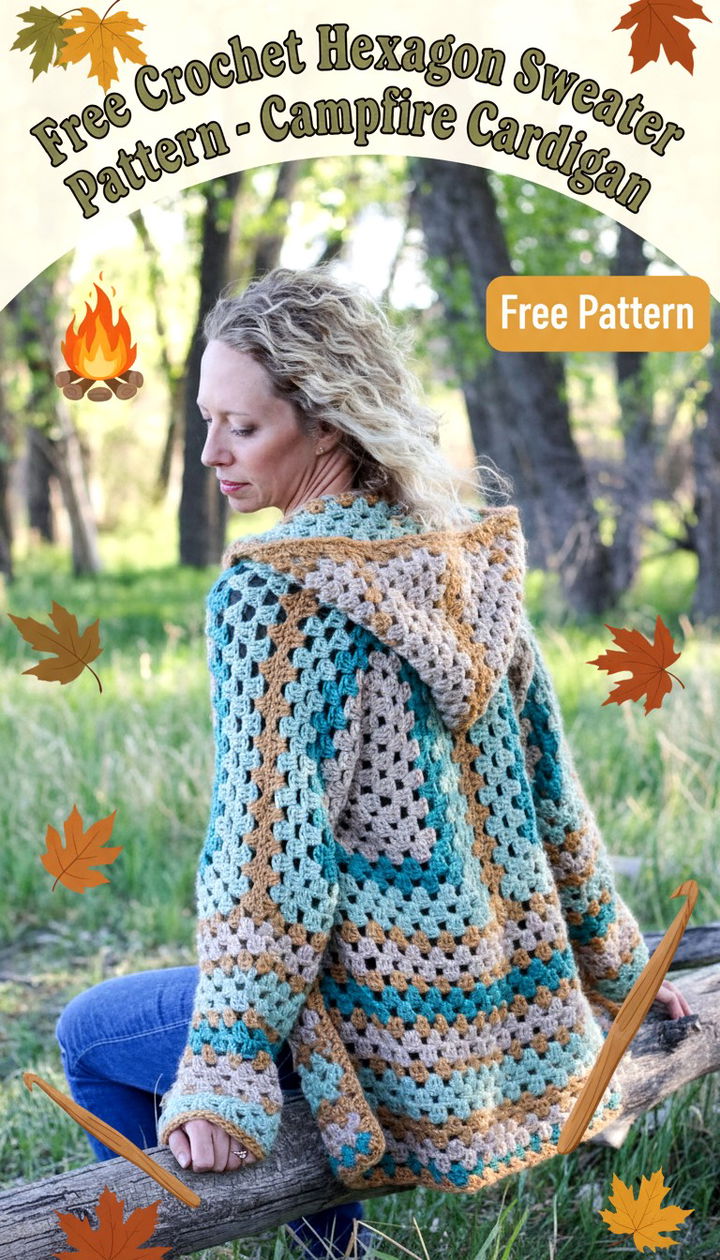 Cozy Free Crochet Hexagon Sweater Pattern The Campfire Cardigan