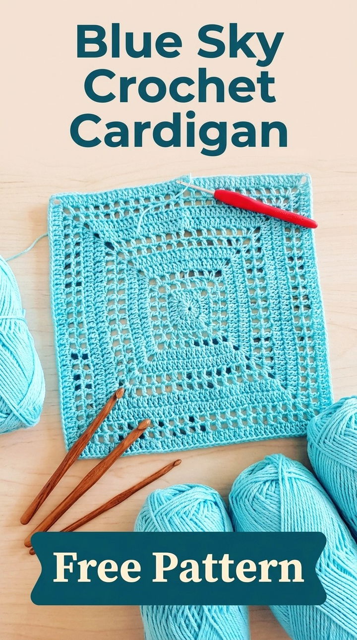Elegant Blue Sky Crochet Cardigan Pattern