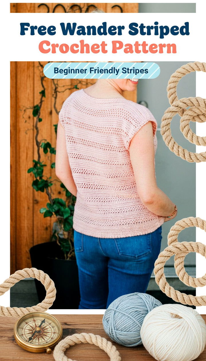 Coastal Vibes The Wander Striped Crochet Tank Top Free Pattern