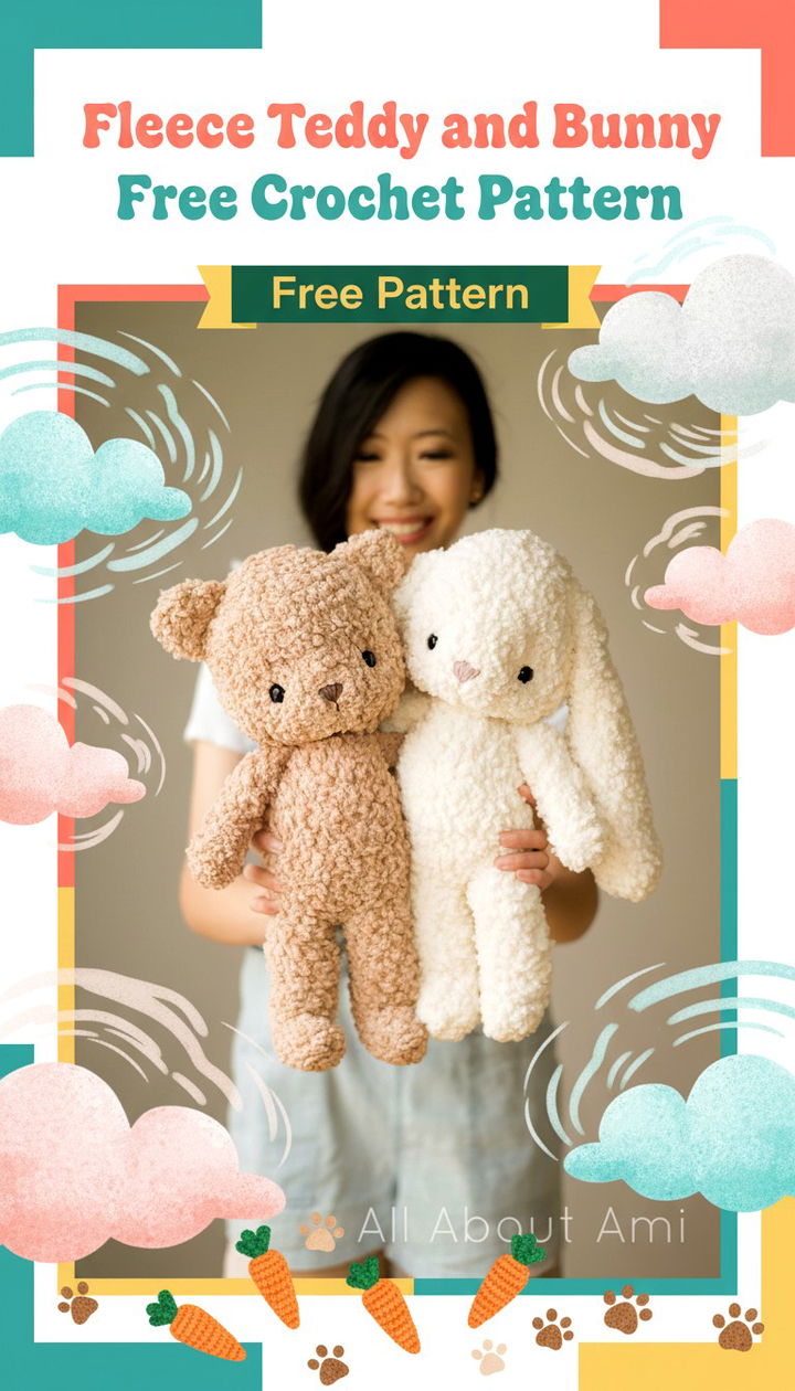 Cozy Fleece Teddy and Bunny Free Crochet Pattern
