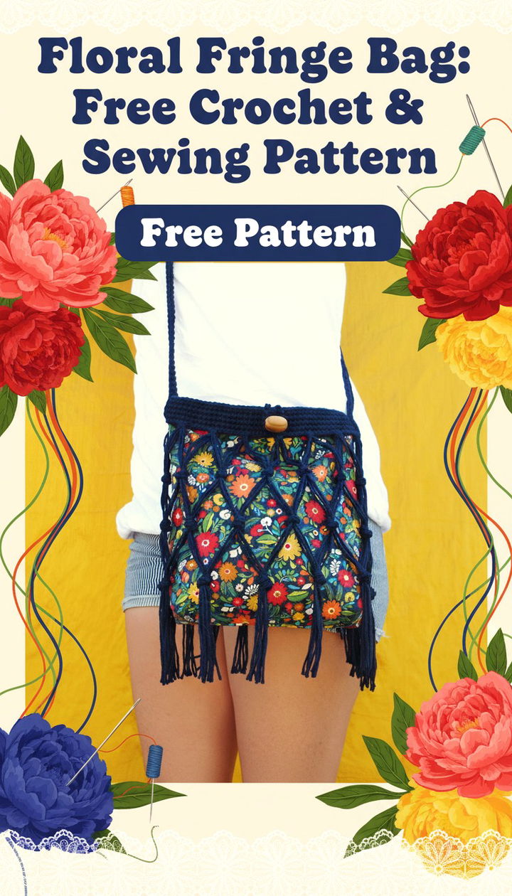 Mixed Media Masterpiece Floral Fringe Bag Free Crochet & Sewing Pattern