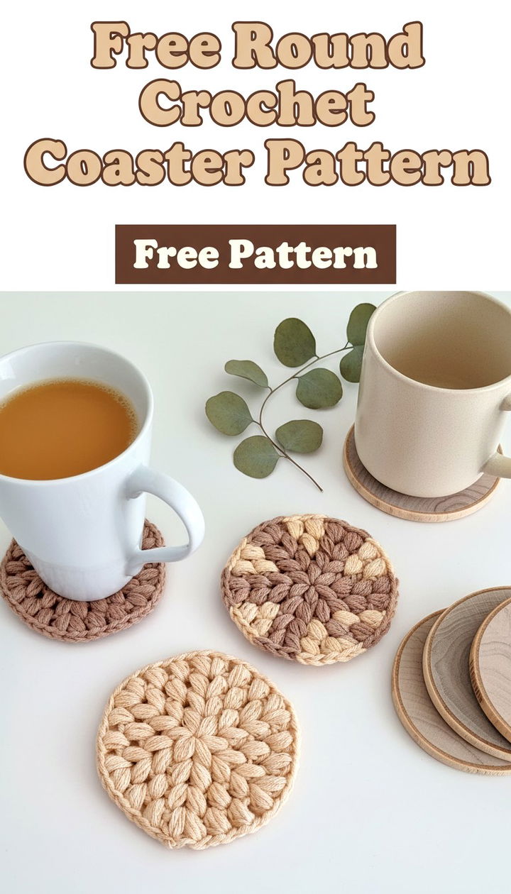 Chic & Simple The Essential Round Crochet Coaster Free Pattern