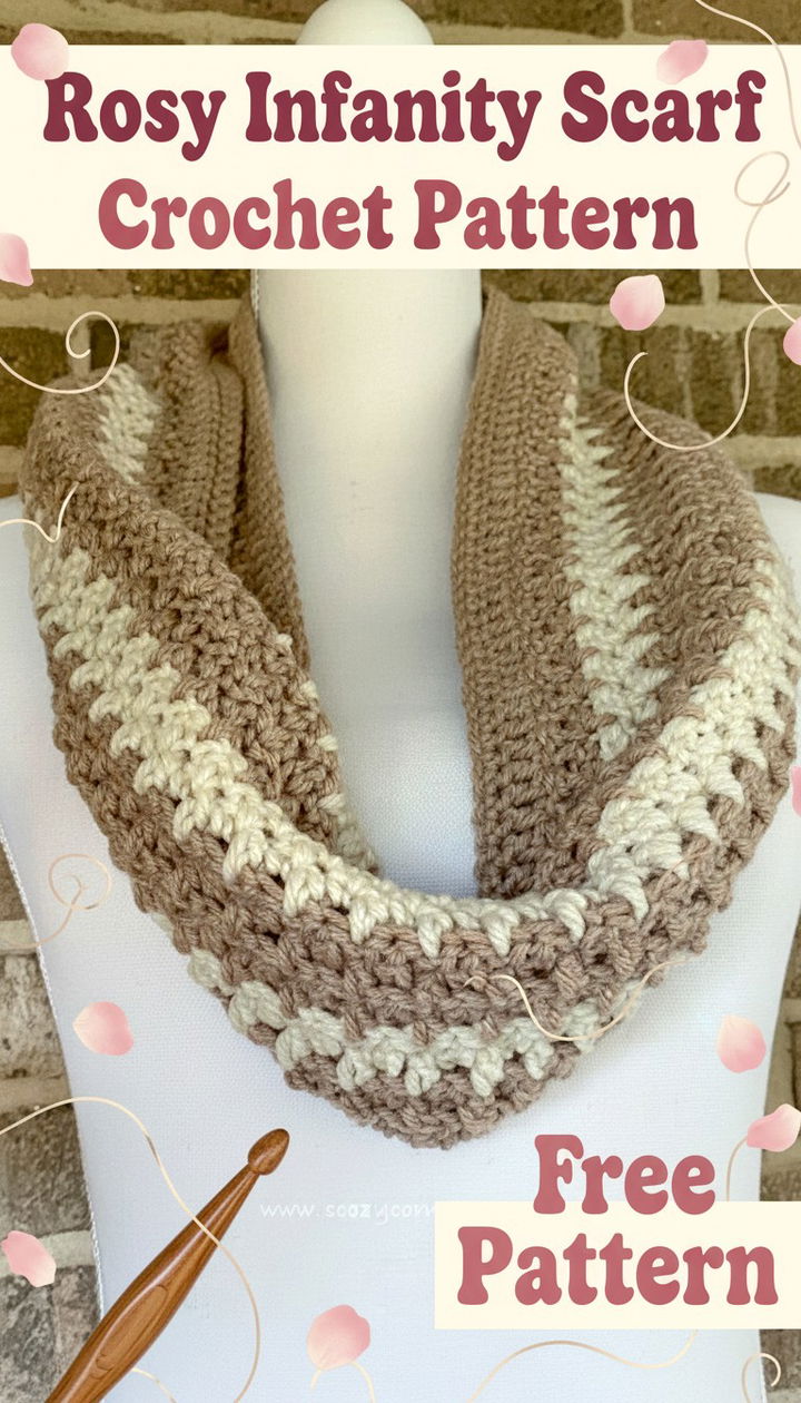 Cozy and Chic Rosy Infinity Scarf Free Crochet Pattern