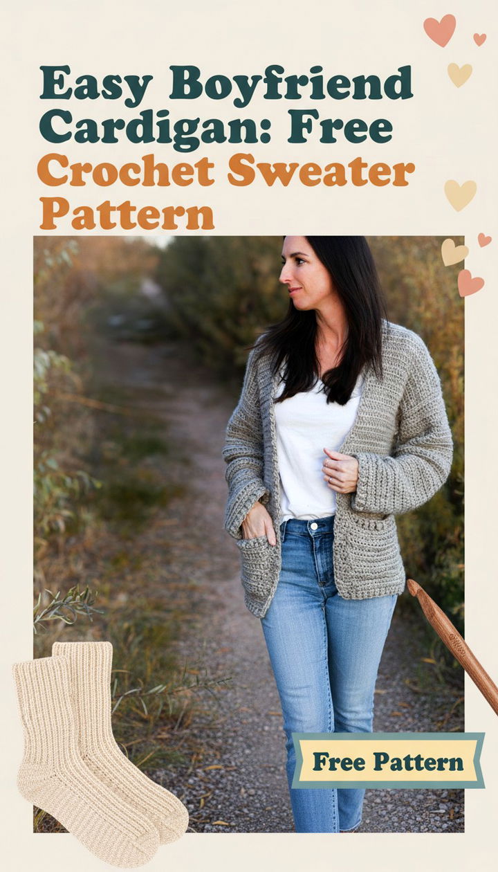 The Ultimate Easy Boyfriend Cardigan Free Crochet Sweater Pattern