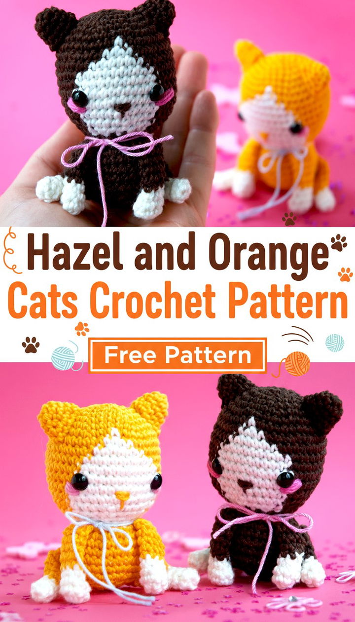 Adorable Hazel and Orange the Cats Free Amigurumi Crochet Pattern