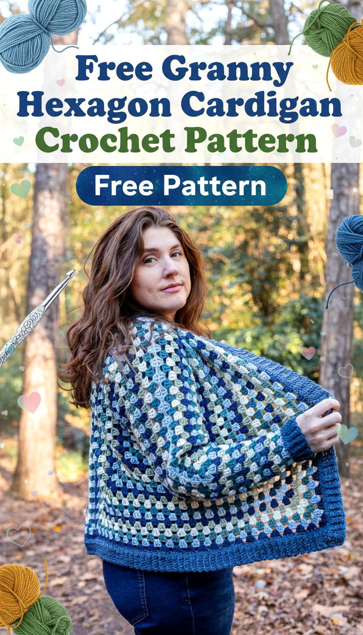 Stylish Free Granny Hexagon Cardigan Crochet Pattern