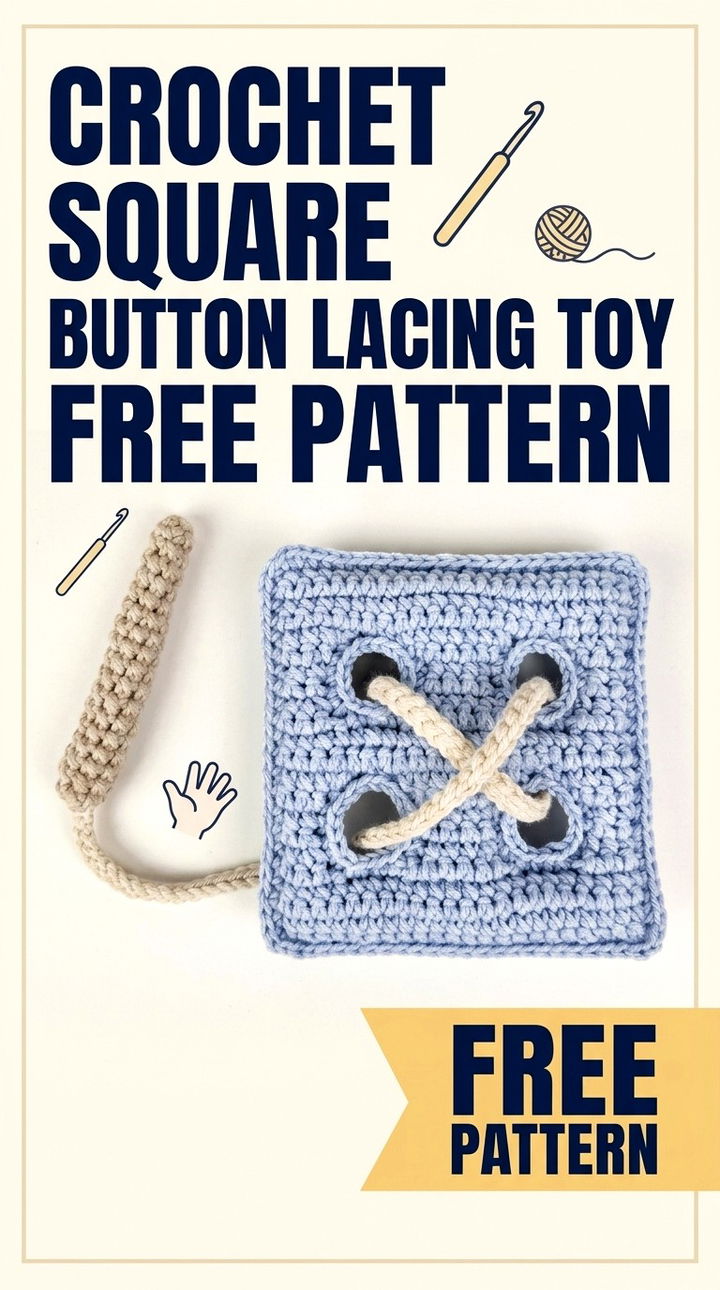 Crochet Square Button Lacing Toy Free Pattern