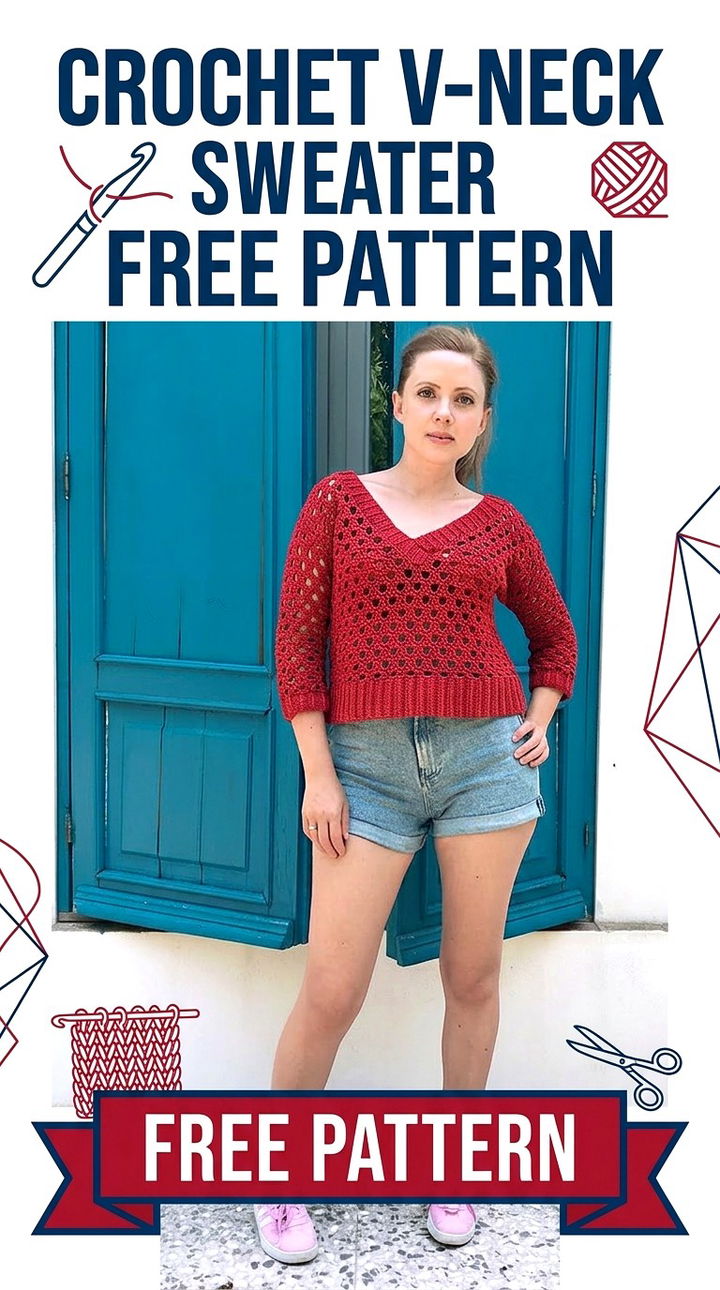 Crochet V Neck Sweater Free Pattern