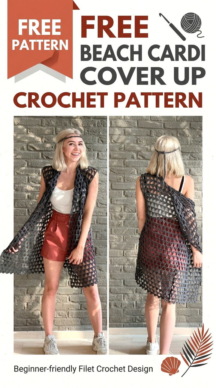 Free Beach Cardi Cover Up Crochet Pattern Modern Retro Boho Style