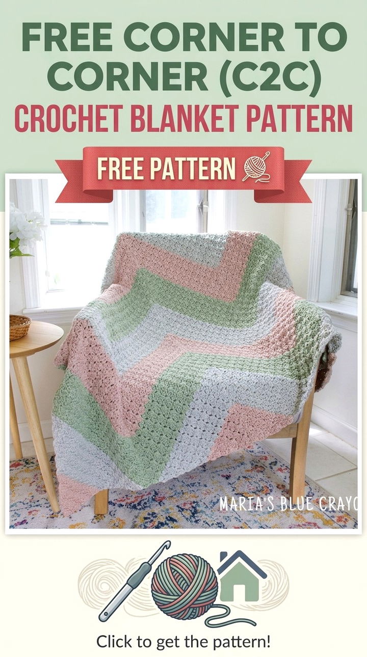 Free Corner to Corner C2C Crochet Blanket Pattern