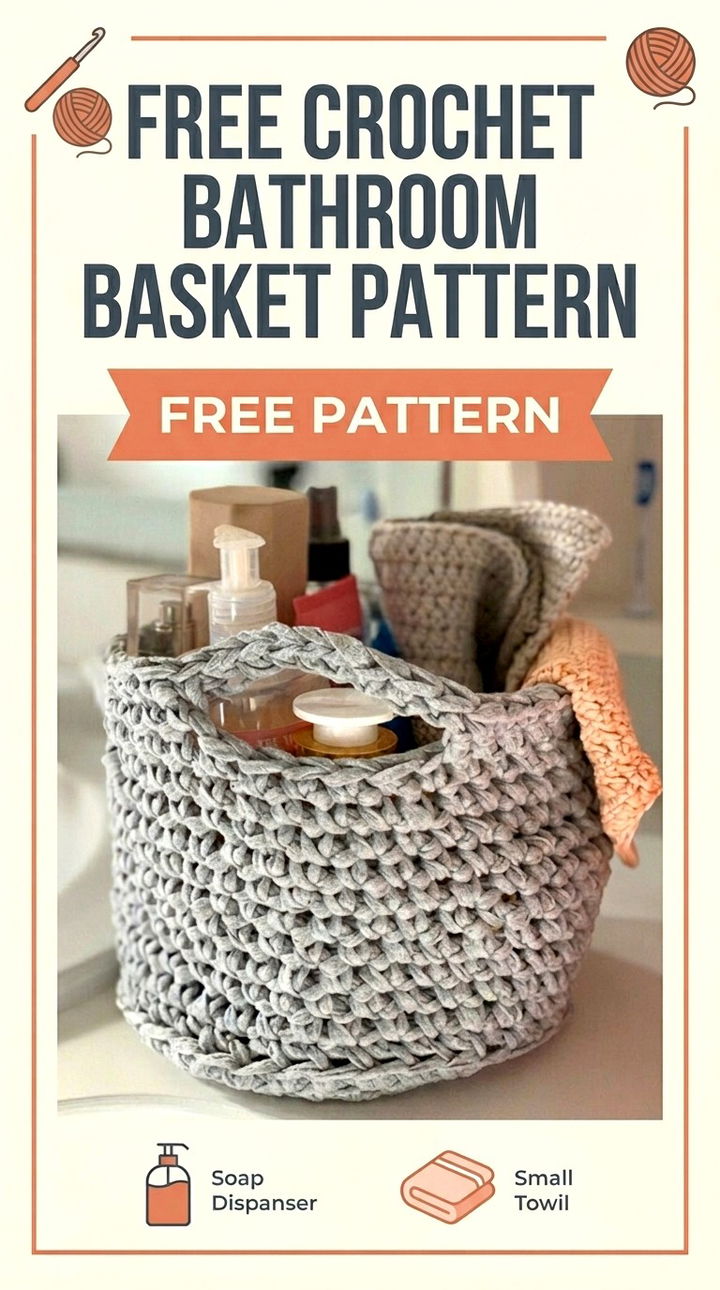 Free Crochet Bathroom Basket Pattern Modern Retro Boho Style