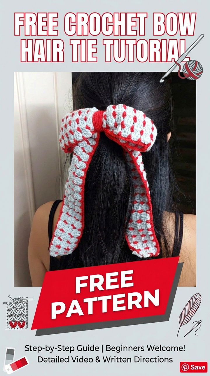 Free Crochet Bow Hair Tie Tutorial