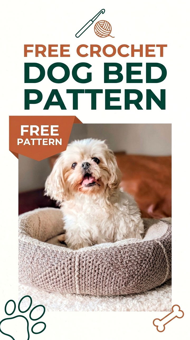 Free Crochet Dog Bed Pattern Modern Groovy Pet Style