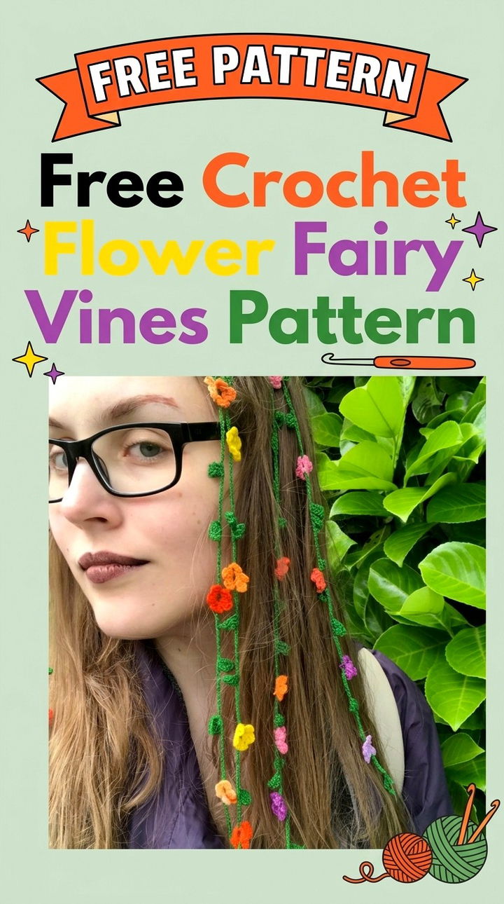 Free Crochet Flower Fairy Vines Pattern Modern Retro Botanical Style
