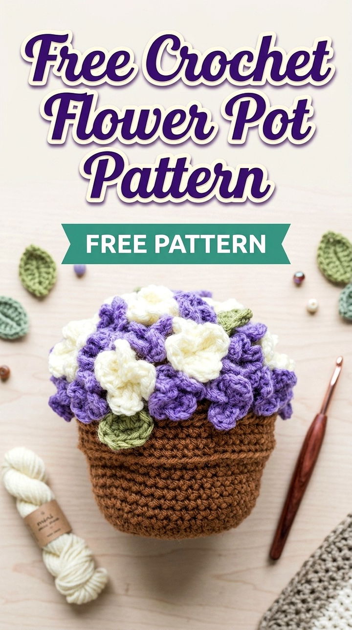 Free Crochet Flower Pot Pattern Modern Retro Plant Style
