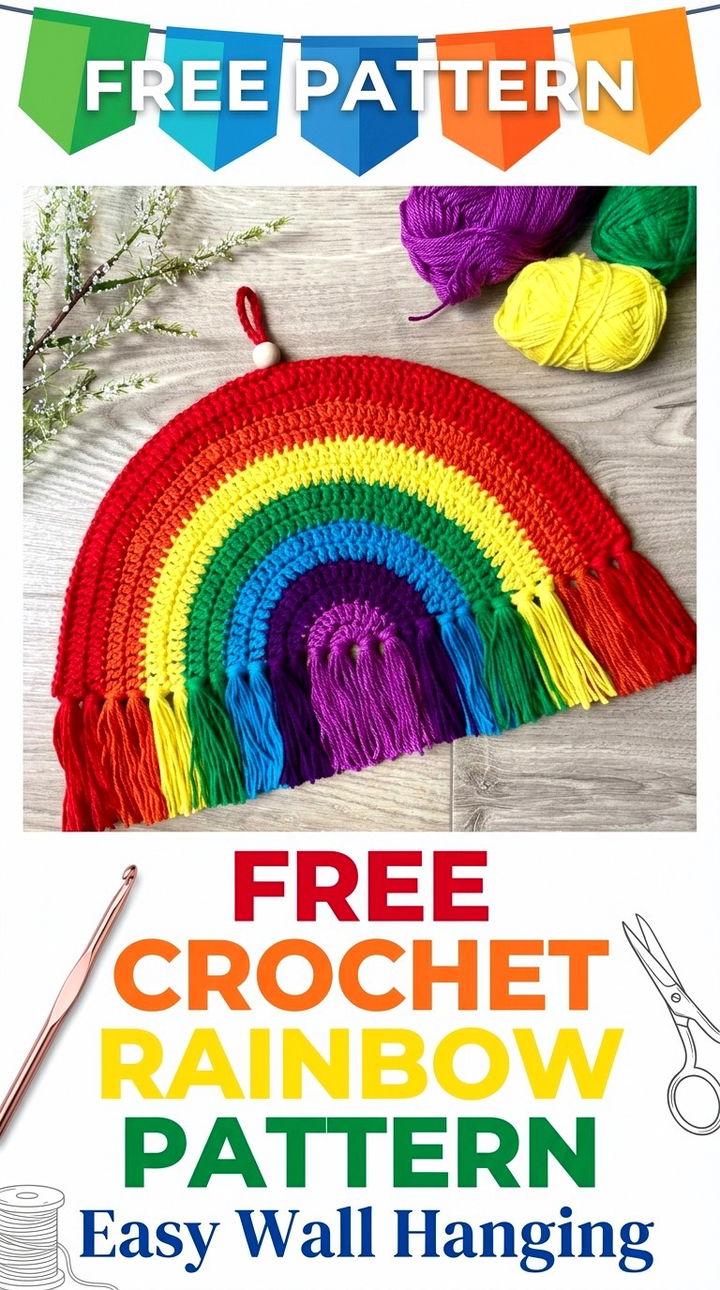 Free Crochet Rainbow Pattern Easy Wall Hanging