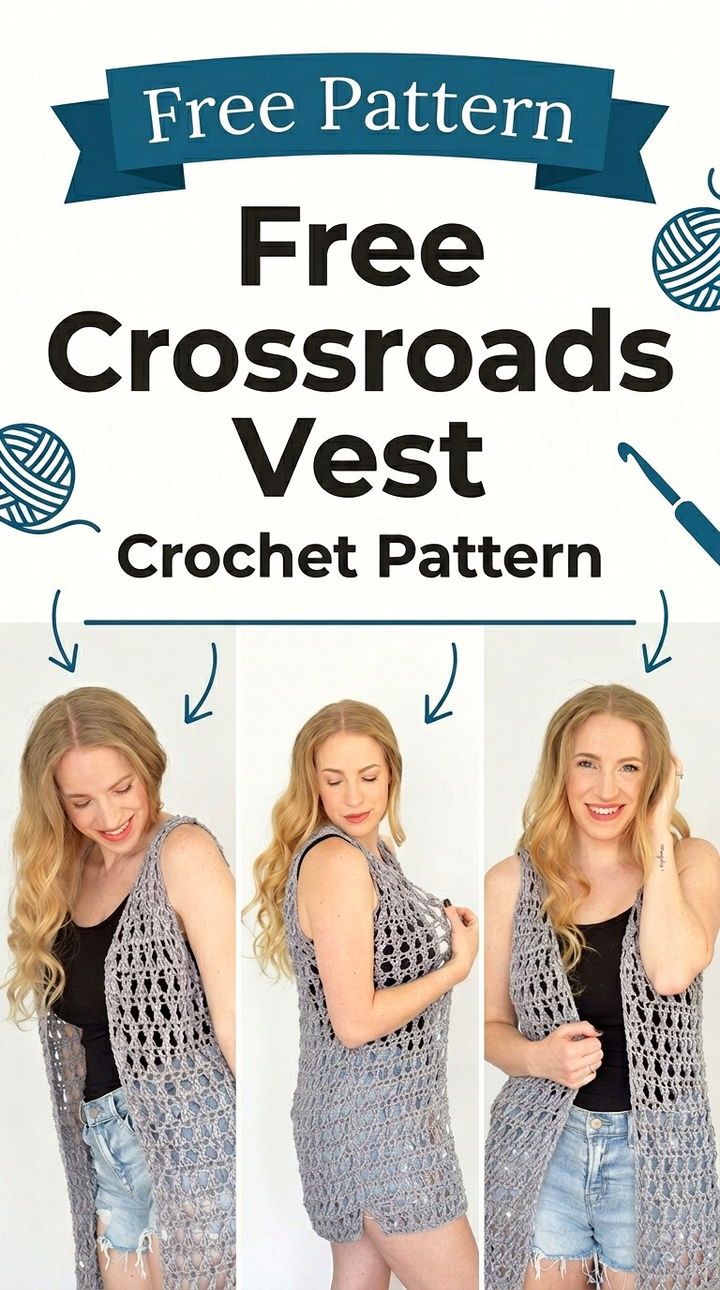 Free Crossroads Vest Crochet Pattern Modern Retro Layering Style