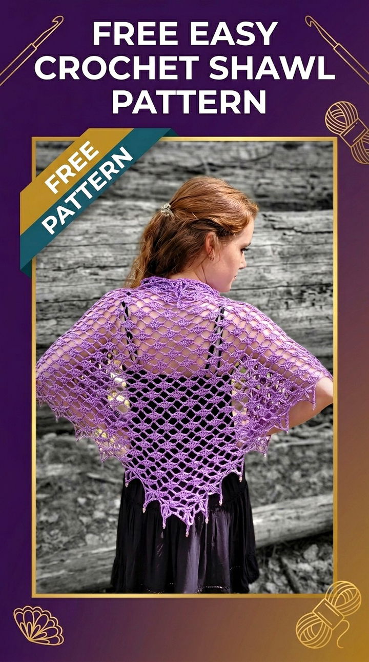 Free Easy Crochet Shawl Pattern Modern Retro Bohemian Style