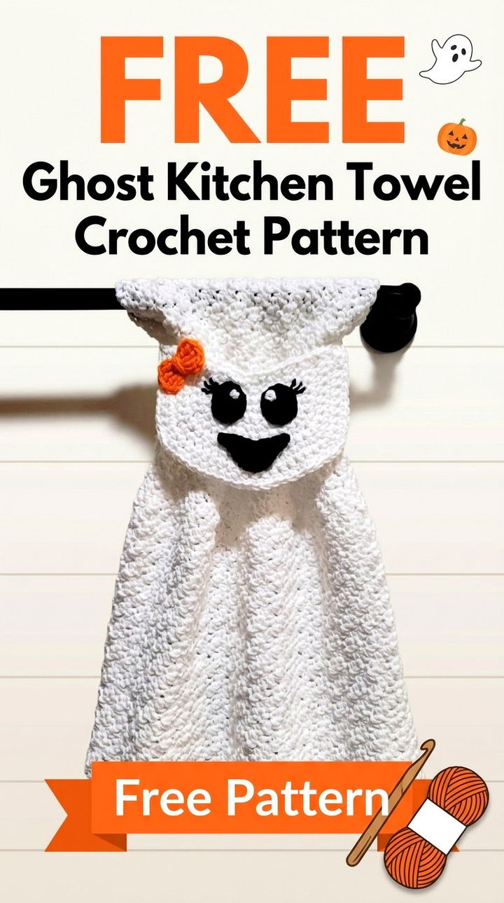 Free Ghost Kitchen Towel Crochet Pattern Spooky Boho Decor