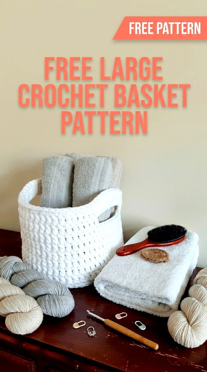 Free Large Crochet Basket Pattern Modern Retro Organization Style