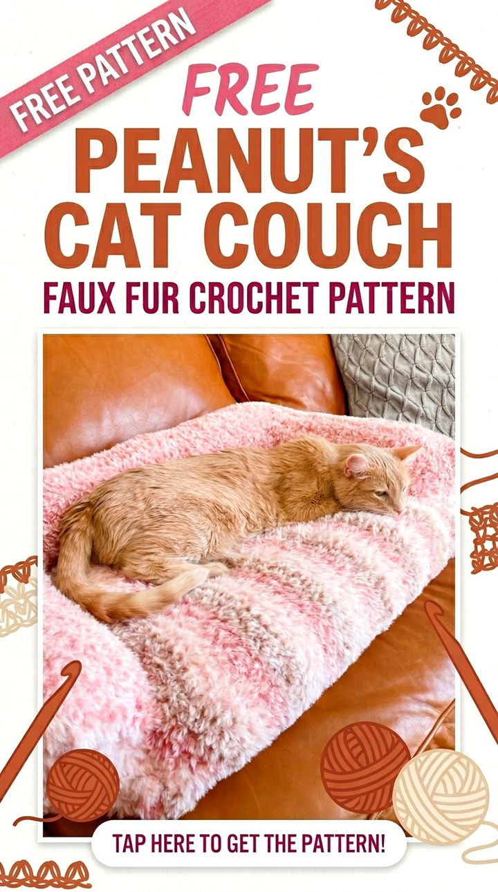 Free Peanut’s Cat Couch Faux Fur Crochet Pattern