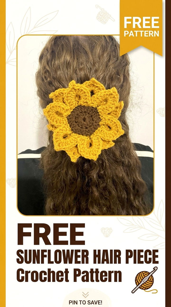Free Sunflower Hair Piece Crochet Pattern