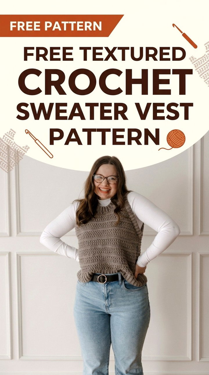 Free Textured Crochet Sweater Vest Pattern