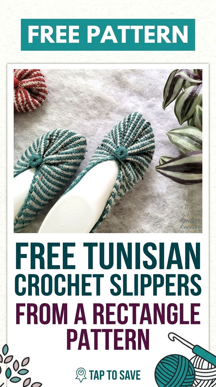 Free Tunisian Crochet Slippers From a Rectangle Pattern Modern Groovy Lounge Style