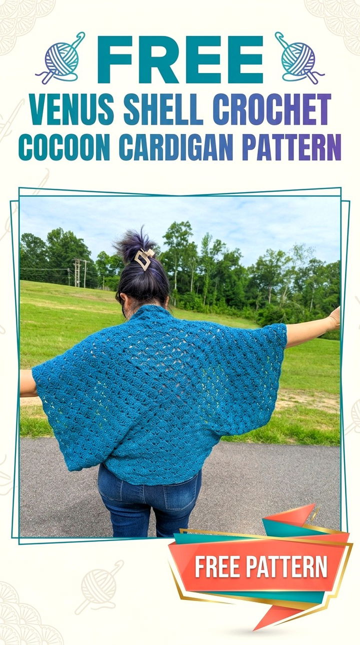 Free Venus Shell Crochet Cocoon Cardigan Pattern Modern Retro Elegance