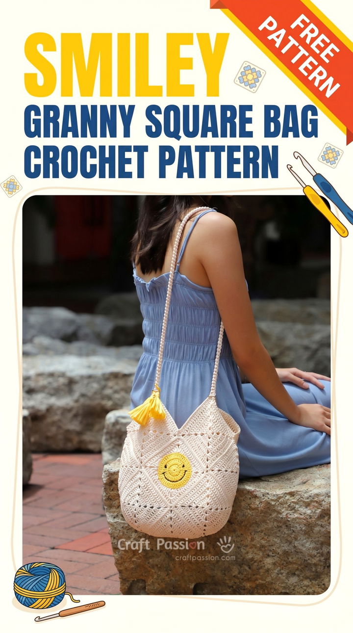 Master the Retro Vibe Smiley Granny Square Bag Crochet Pattern