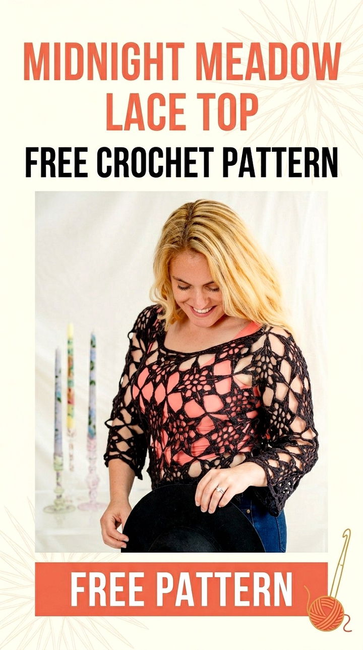 Ethereal Charm The Midnight Meadow Lace Crochet Top