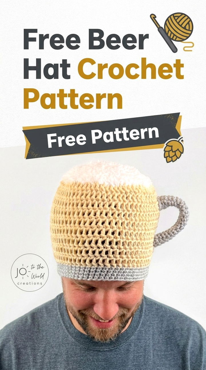 Free Beer Hat Crochet Pattern Modern Groovy Party Style