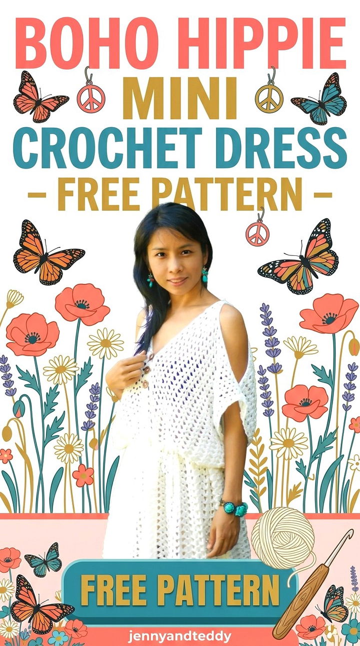 Free Boho Hippie Mini Crochet Dress Pattern