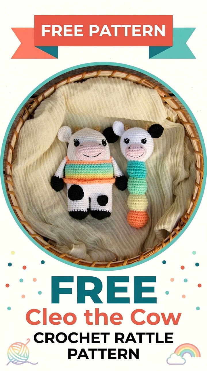 Free Cleo the Cow Crochet Rattle Pattern