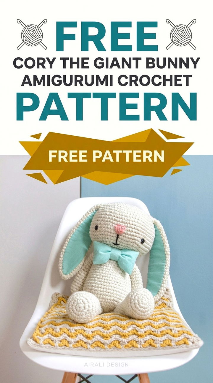 Free Cory the Giant Bunny Amigurumi Pattern Cozy Retro Boho Plushie