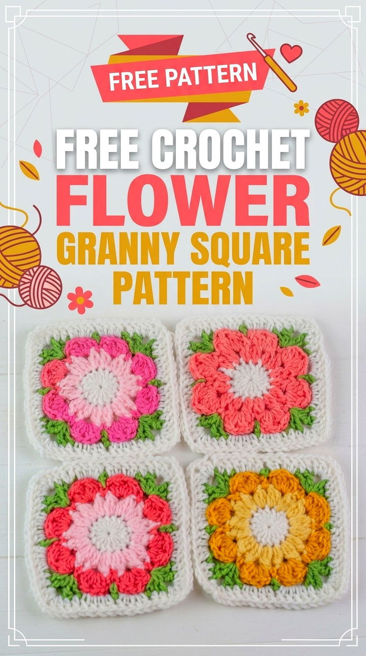 Free Crochet Flower Granny Square Pattern