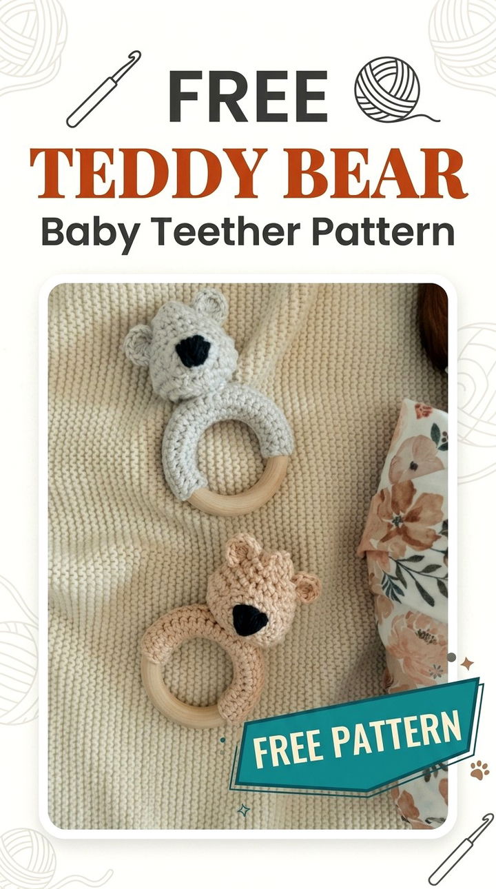 Free Crochet Teddy Bear Baby Teether Pattern