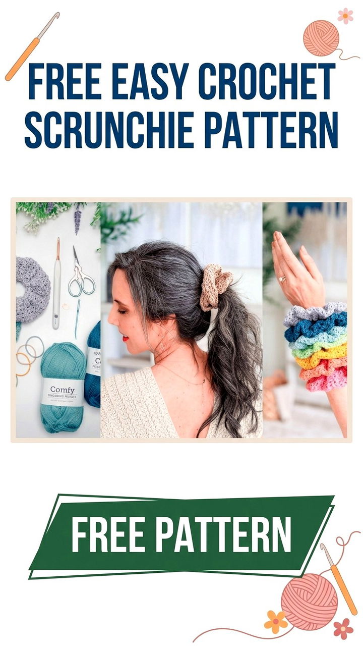 Free Easy Crochet Scrunchie Pattern Modern Retro Chic