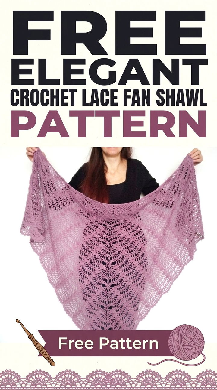 Free Elegant Crochet Lace Fan Shawl Pattern Modern Groovy Style